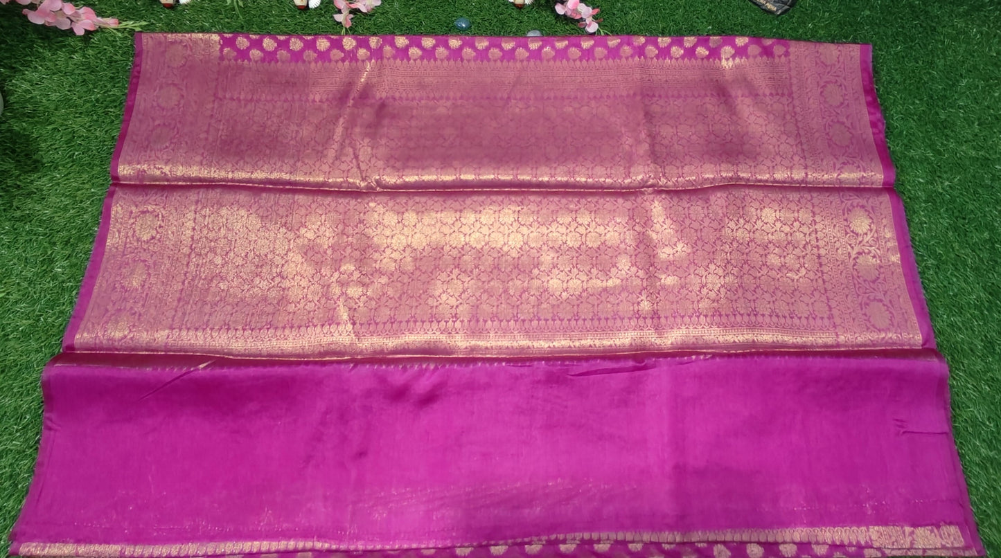 RANI PINK SEMI CHINIYA KATAN SILK SAREE