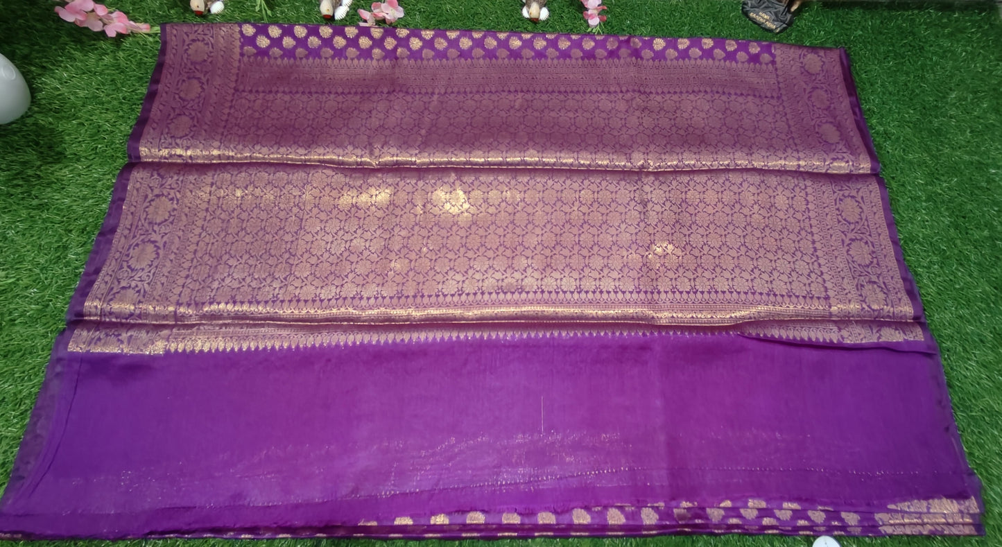 PURPLE SEMI CHINIYA KATAN SILK SAREE