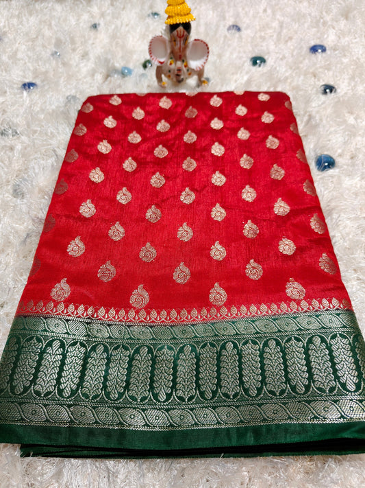 RED DUPIAN SILK SAREE