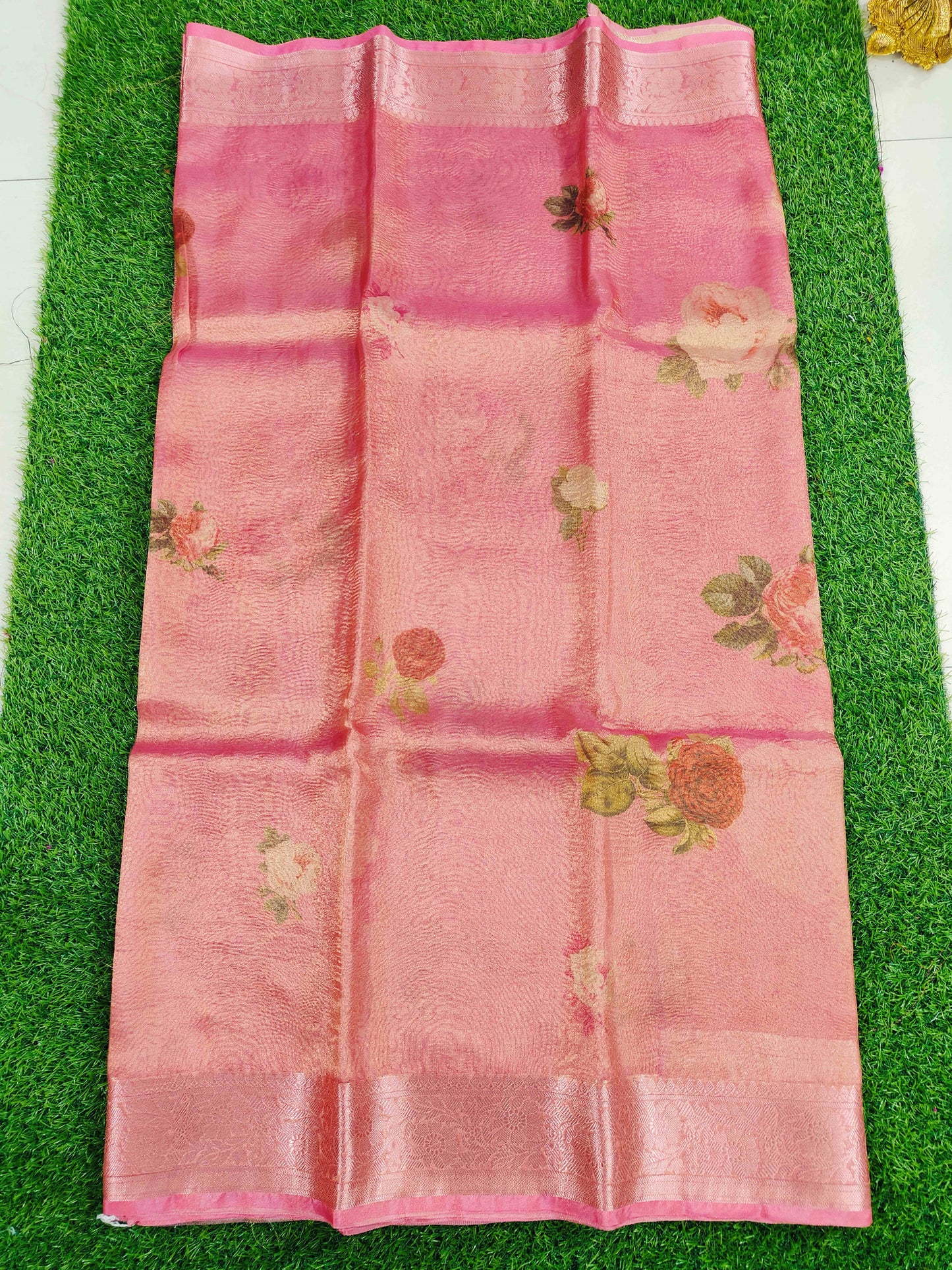 PINK CRUSHED TISSUE SILK SAREE WITH DIGITAL PRINT