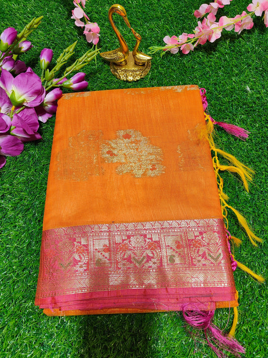 ORANGE LINEN COTTON SILK