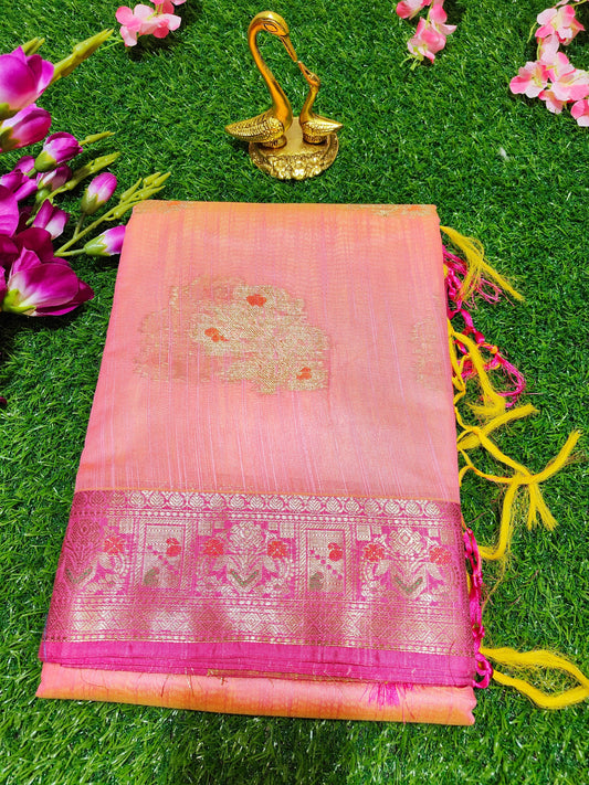 PINK LINEN COTTON SILK SAREE