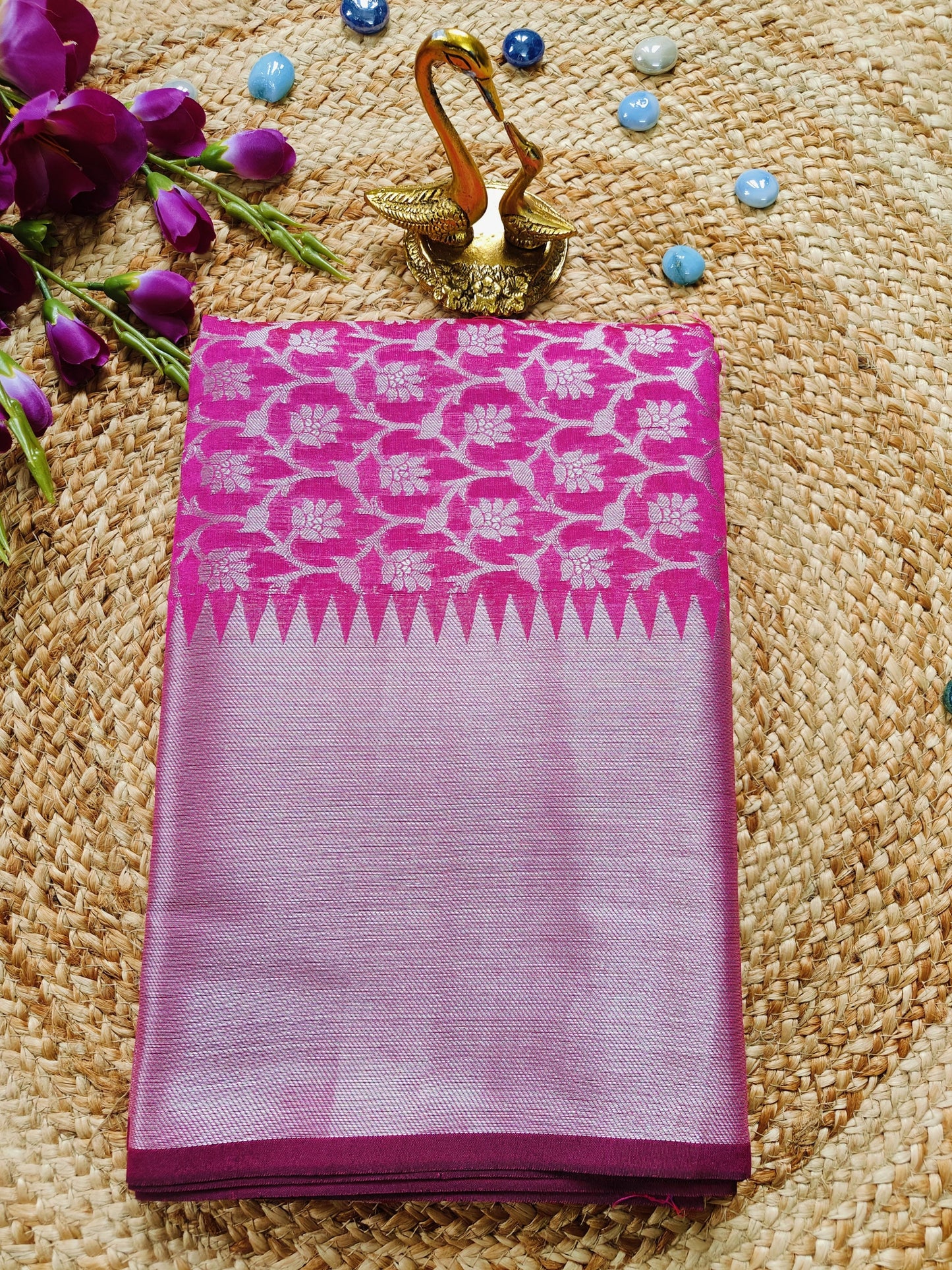 RANI PINK SOFT SILK SAREE WITH ZARI JAAL