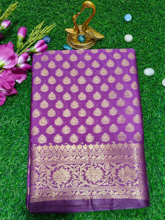 PURPLE SEMI CHINIYA KATAN SILK SAREE