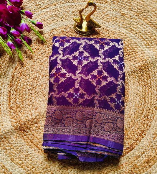 PURPLE KHADDI  GEORGETTE SAREE