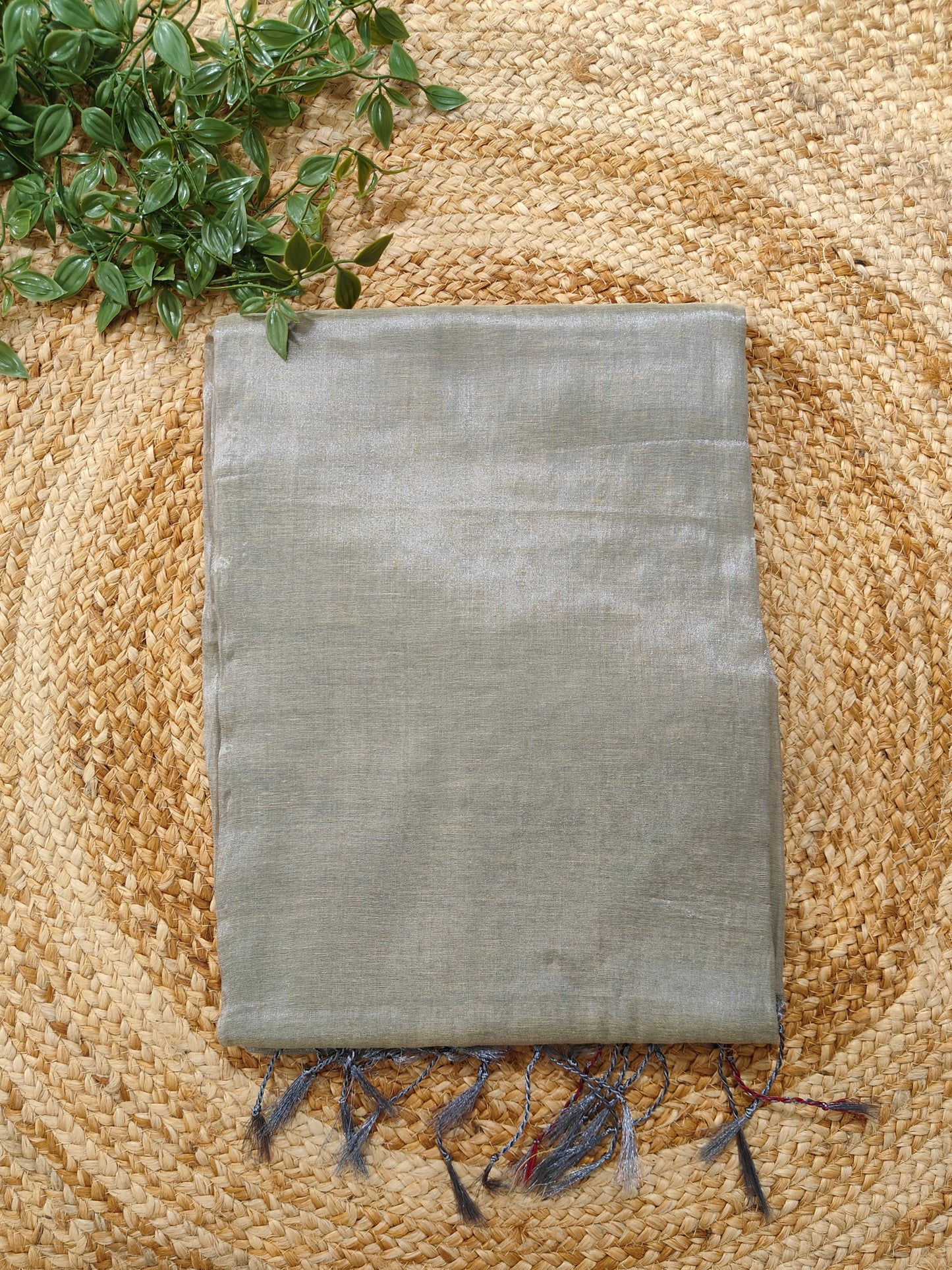 GREY RAGA TISSUE LINEN SAREE