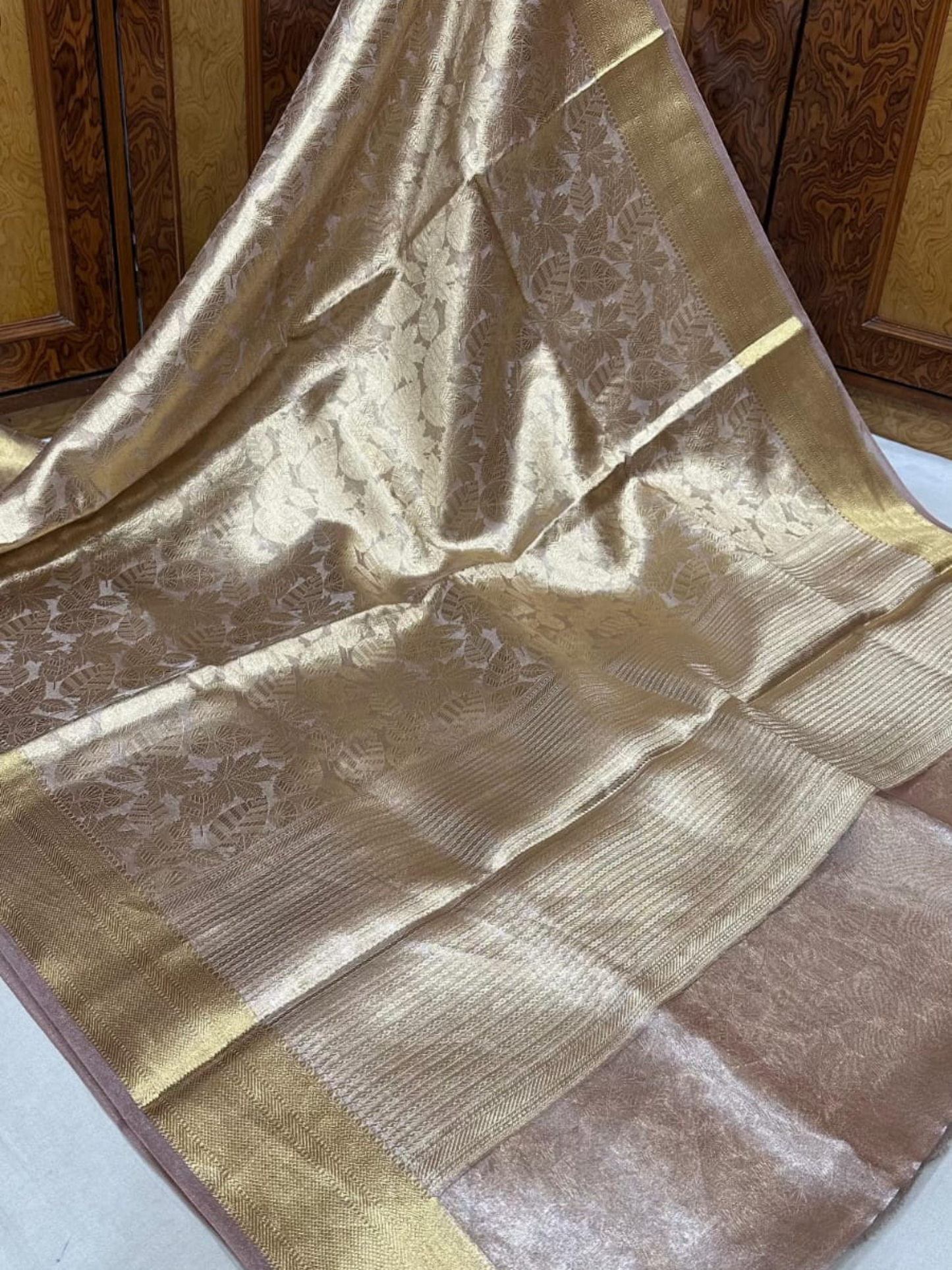 PINK GOLD PURE TISSUE SILK SAREE