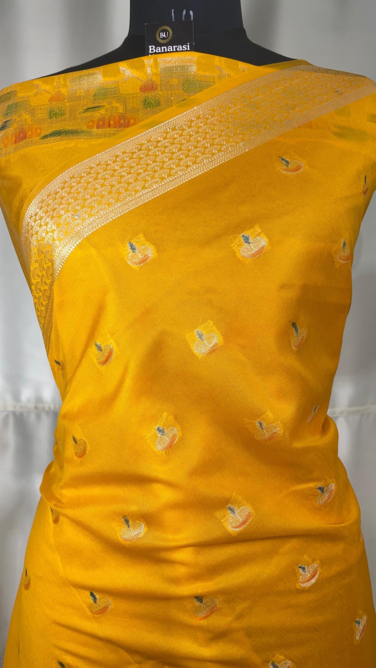 YELLOW WARM SILK BANARASI GHAT SAREE