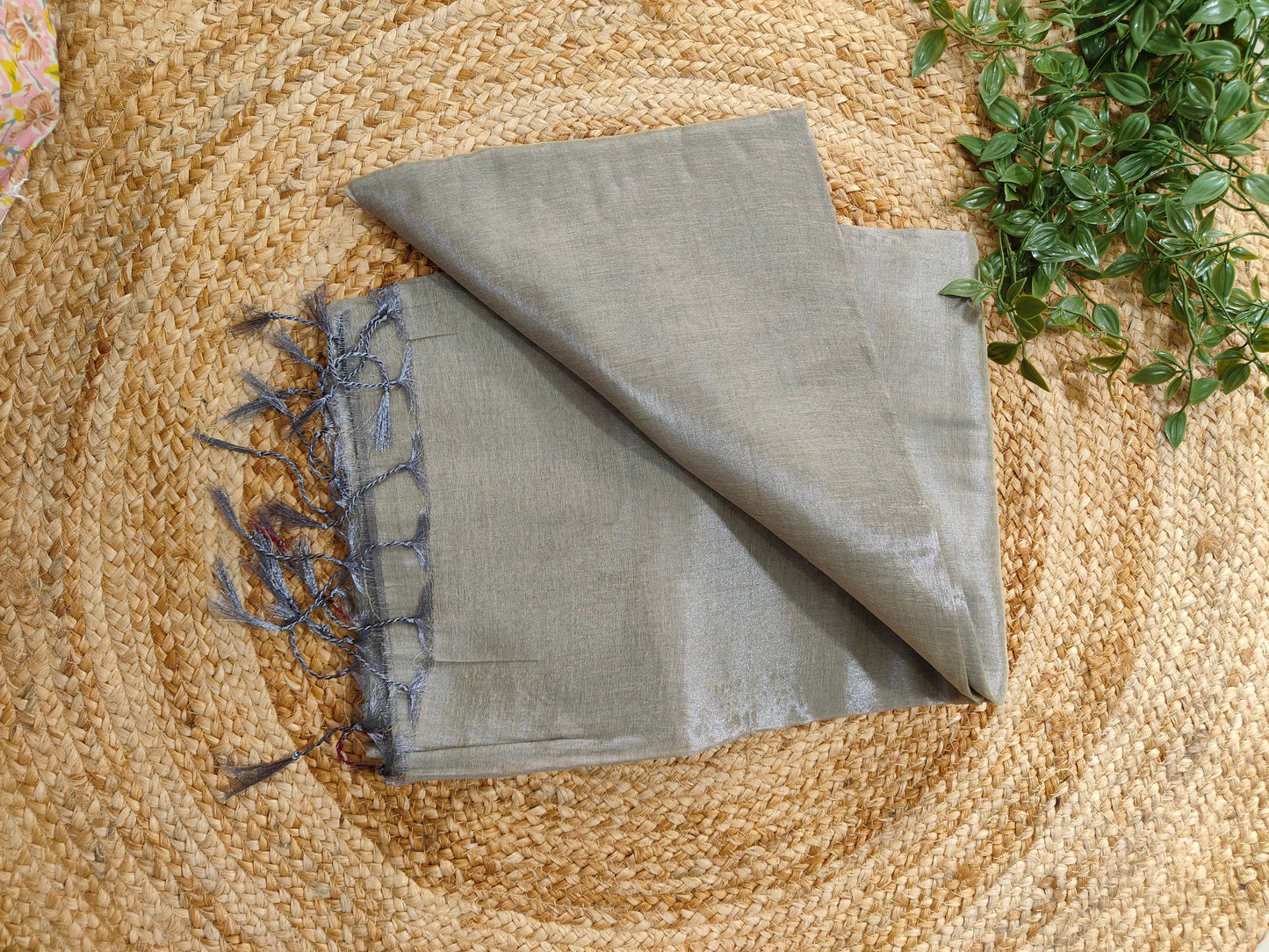 GREY RAGA TISSUE LINEN SAREE