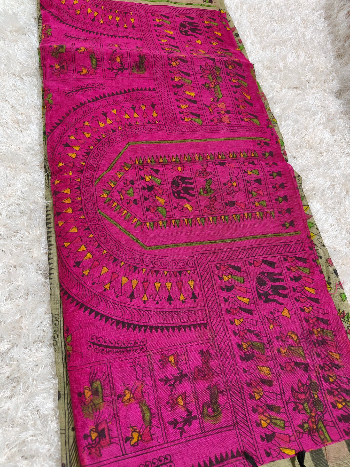 MAGENTA BANGAL COTTON SILK WITH MANDALA ART PRINT