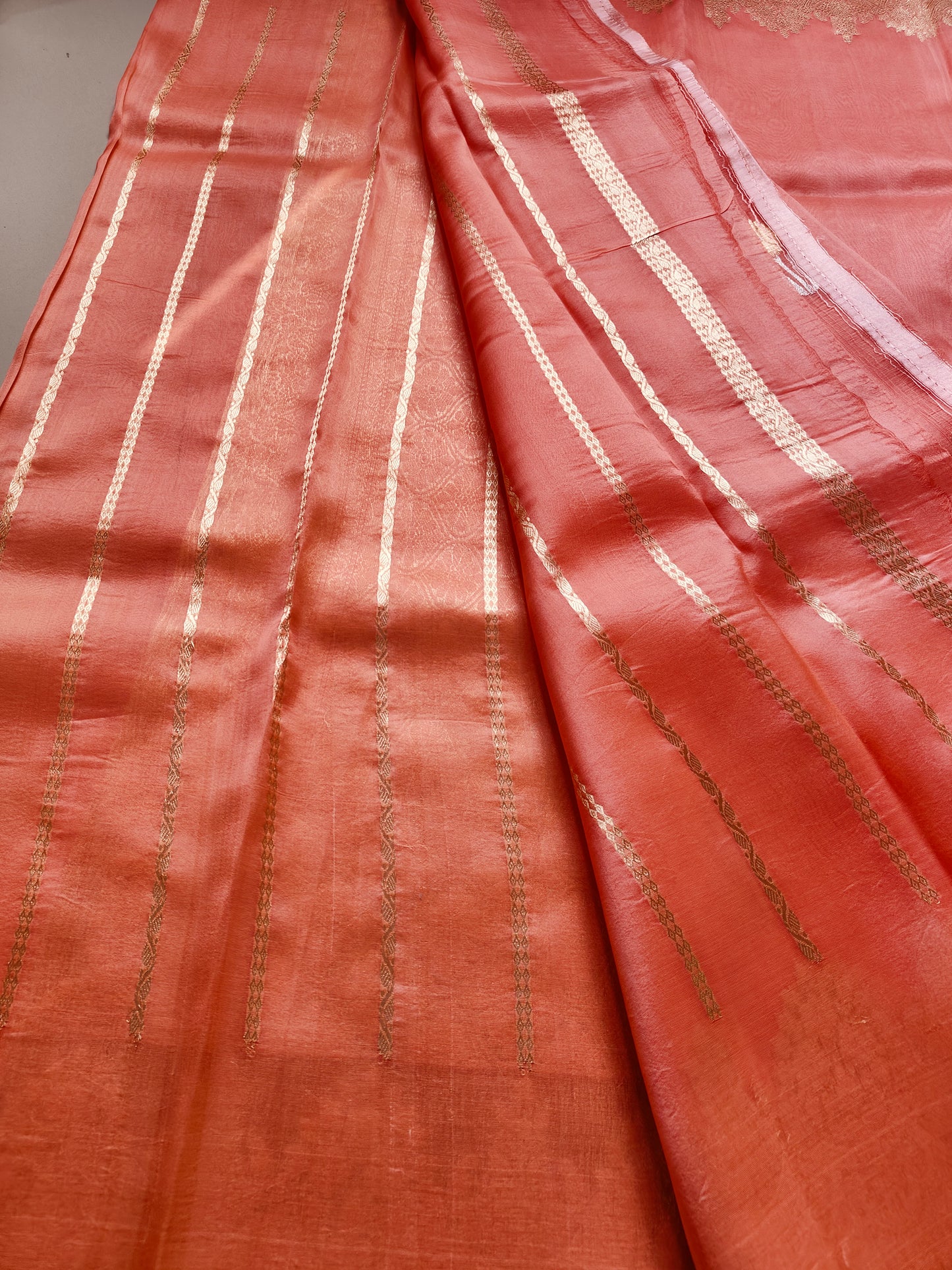 REKHA JI INSPIRED PEACH KORA ORGANZA SAREE