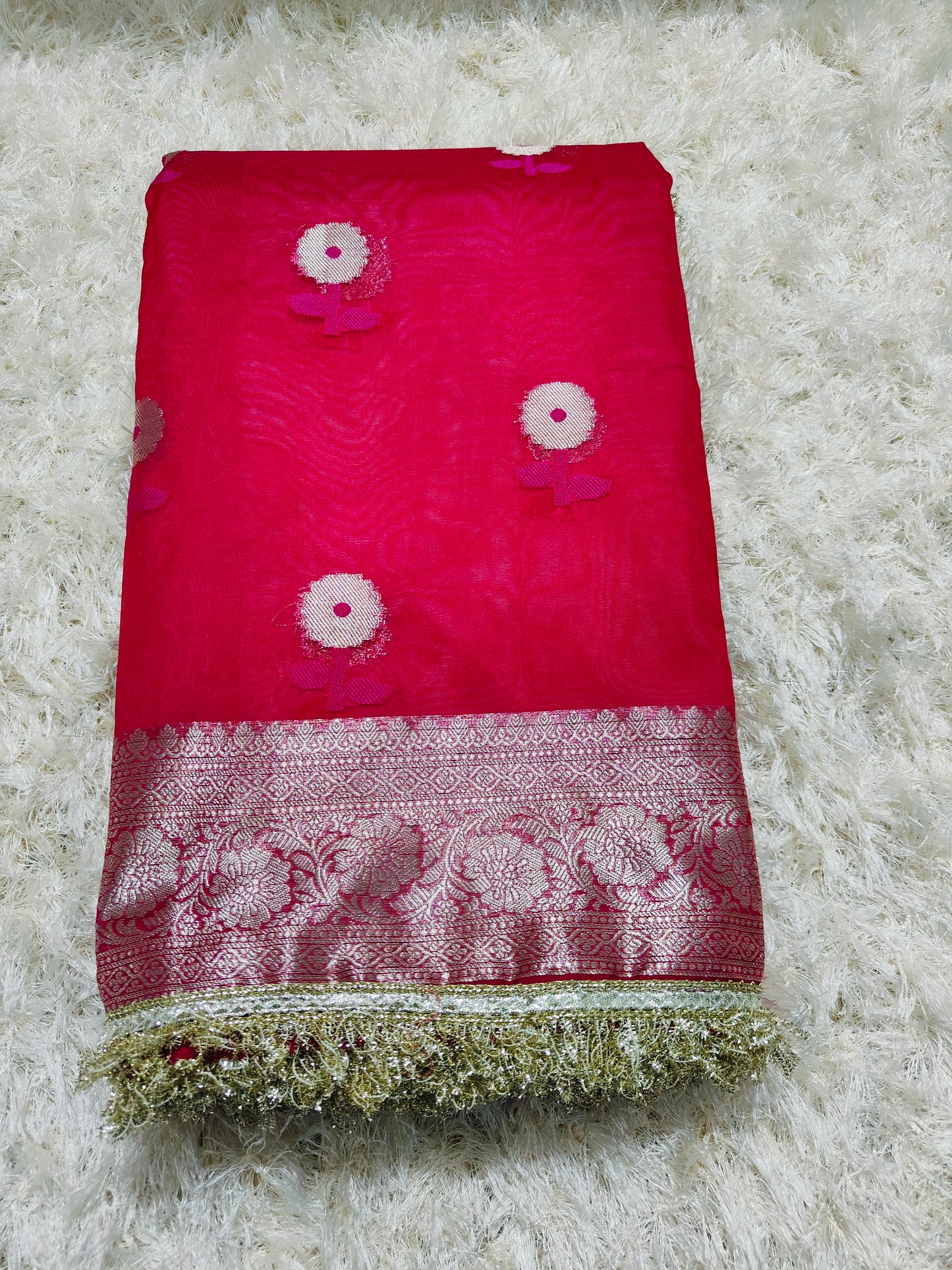 RANI PINK TISSUE KATHBAN SAREES