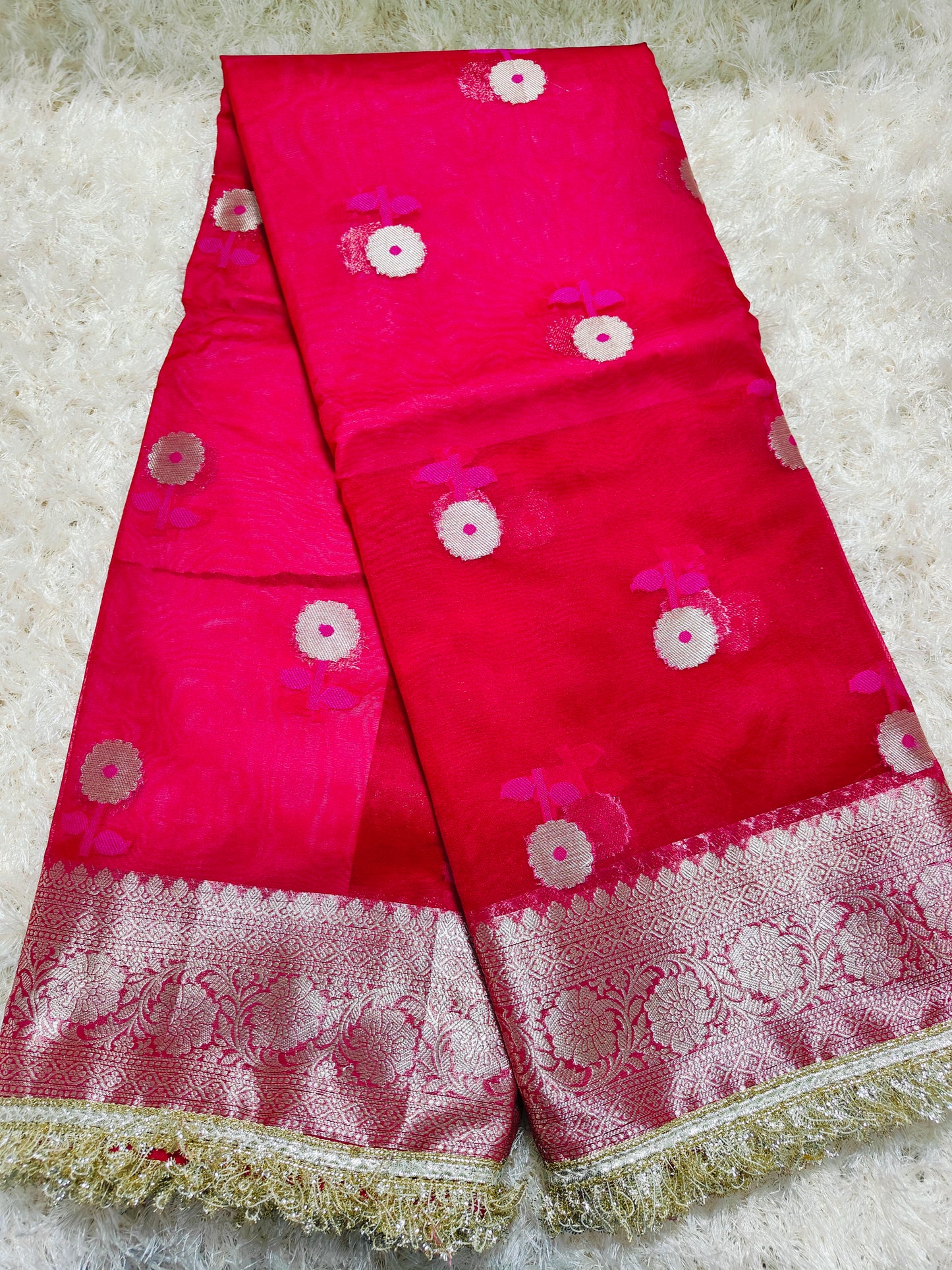 RANI PINK TISSUE KATHBAN SAREES