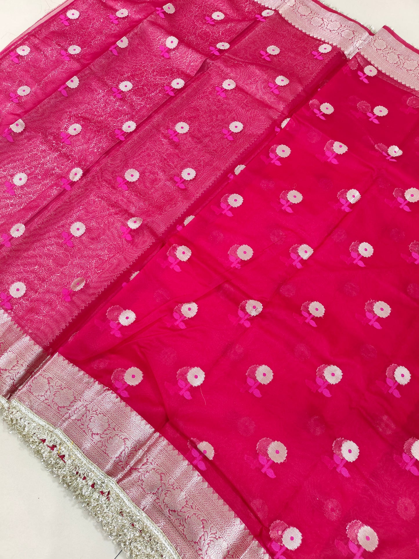 RANI PINK TISSUE KATHBAN SAREES