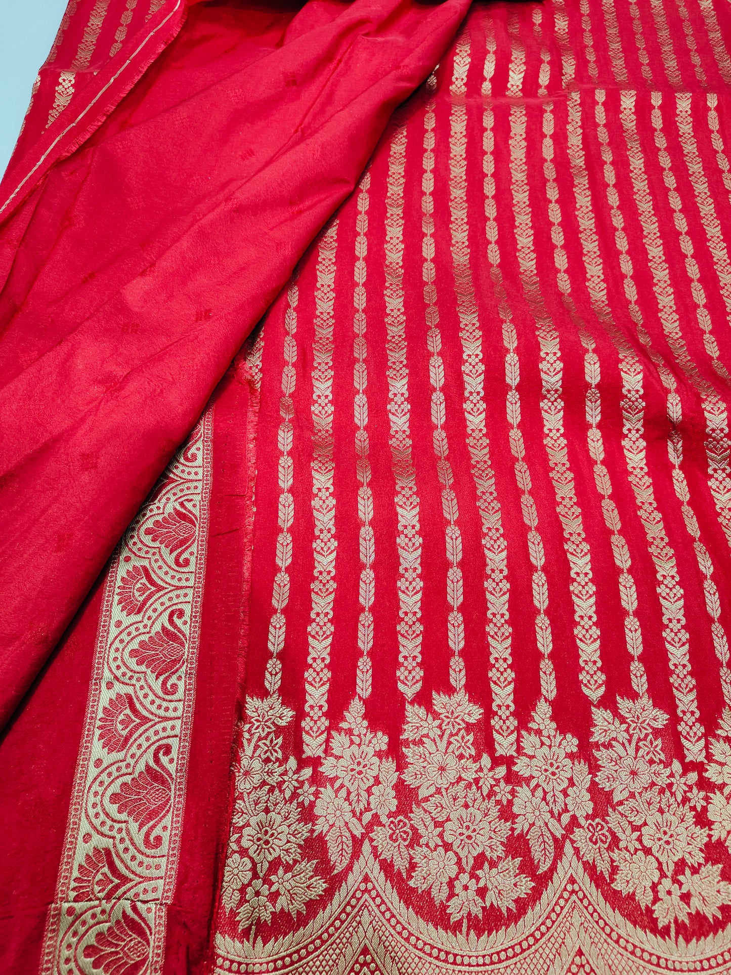 RED SILK SAREE with SCOLAP BORDER