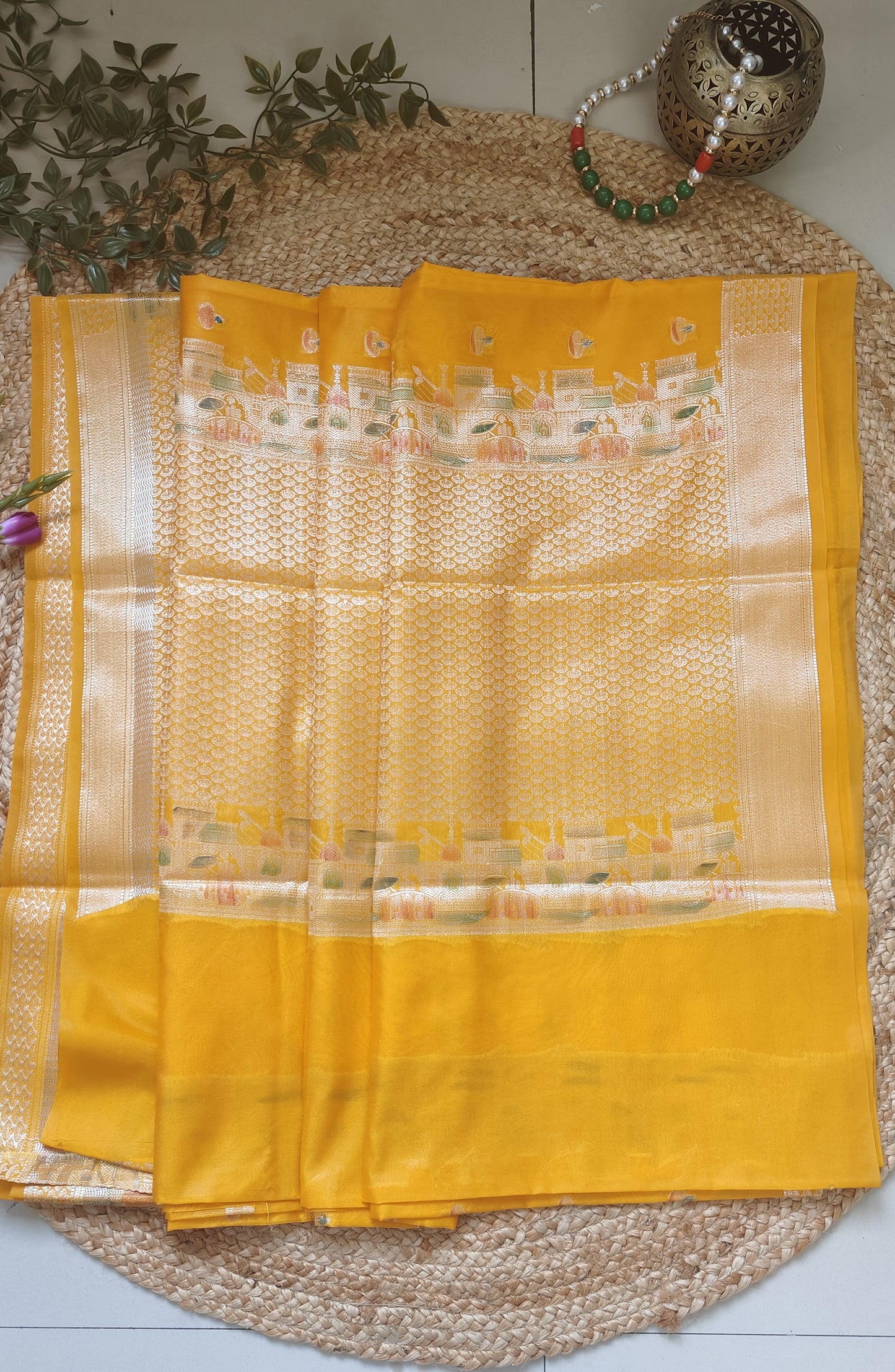 YELLOW WARM SILK BANARASI GHAT SAREE