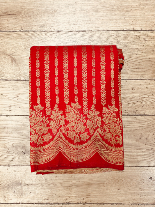 RED SILK SAREE with SCOLAP BORDER