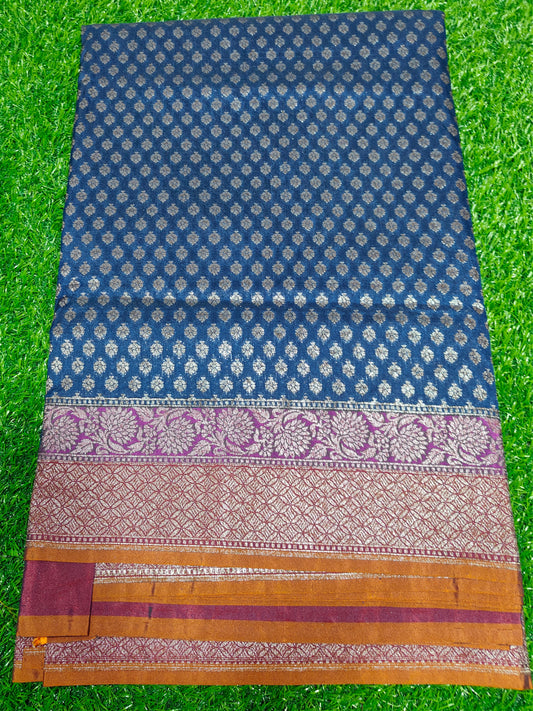 NAVY BLUE COPPER ZARI SILK SAREE