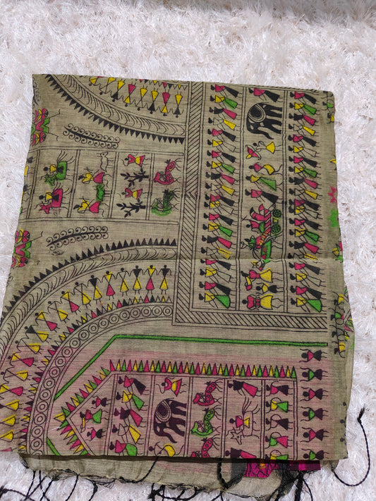 MAGENTA BANGAL COTTON SILK WITH MANDALA ART PRINT